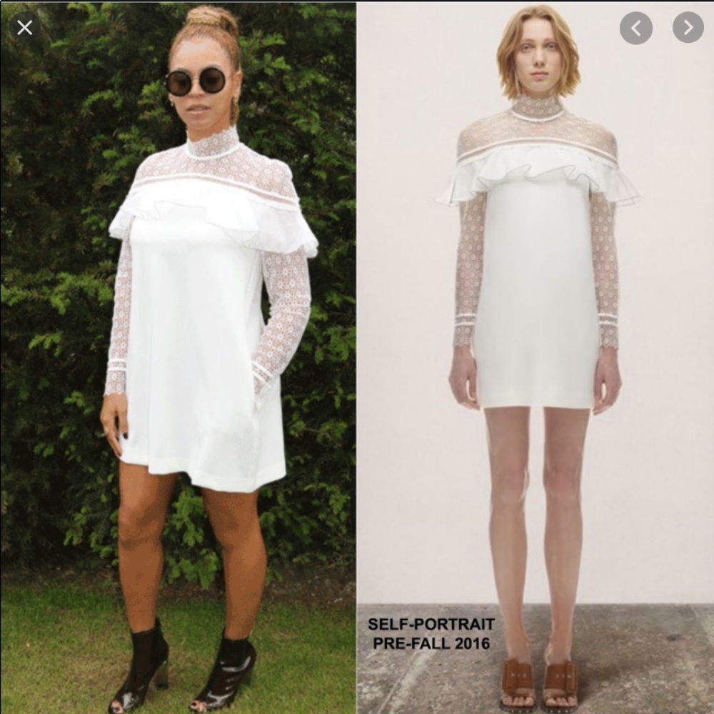 Military Cape Shoulder Mini Dress - white